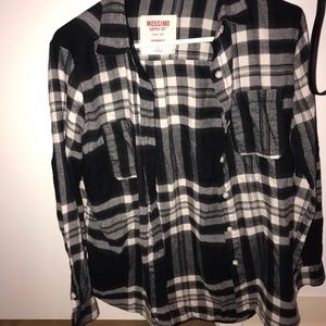 black and white plaid button down